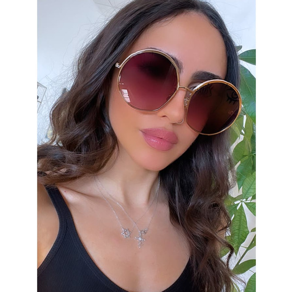 NEW Dior EverDior AU Round Sunglasses in Gold Plum Violet - Picture 1 of 8